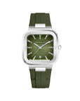 Mens Steel Green Cap Camarat Square Herbelin Watch on Rubber Strap