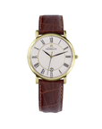 Mens Gold PVD Herbelin Classic White Dial Watch on Leather Strap