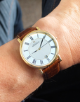 Mens Gold PVD Herbelin Classic White Dial Watch on Leather Strap