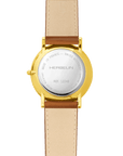 Mens Gold PVD Herbelin Classic White Dial Watch on Leather Strap