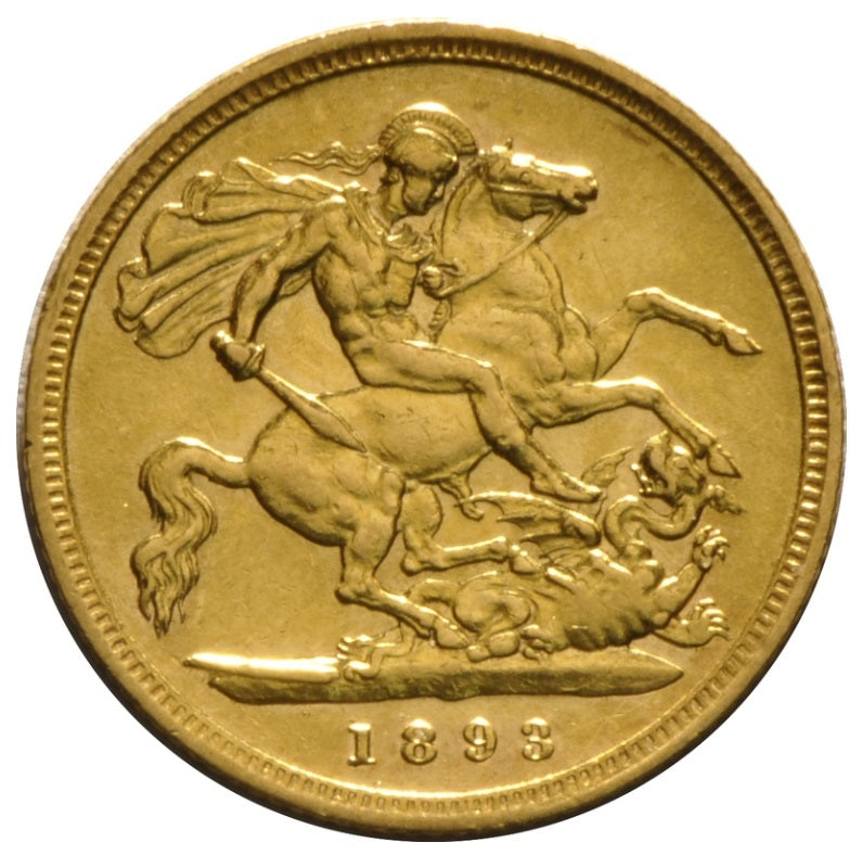 1893 Half Gold Sovereign Victoria Old Head