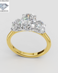 18ct Yellow Gold 2.59ct Laboratory Grown 3 Stone Oval Diamond Ring