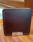 Pre Owned Set Of 6 Leather Coasters with a Sterling Silver Stand