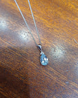 18ct White Gold Pear Shape Aquamarine & Diamond Pendant Necklace