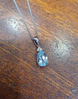 18ct White Gold Pear Shape Aquamarine & Diamond Pendant Necklace
