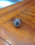 Pre Owned 18ct White Gold Marquise Blue Diamond Cluster Ring