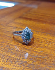 Pre Owned 18ct White Gold Marquise Blue Diamond Cluster Ring