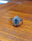 Pre Owned 18ct White Gold Marquise Blue Diamond Cluster Ring