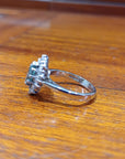 Pre Owned 18ct White Gold Marquise Blue Diamond Cluster Ring