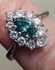 Pre Owned 18ct White Gold Marquise Blue Diamond Cluster Ring