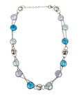 Pre Owned Sterling Silver Murano Glass 2 Row Style Necklace