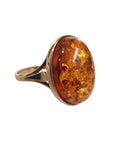 Pre Owned 9ct Yellow Gold Oval Amber Ring