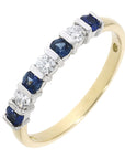 18ct Yellow Gold Sapphire & Diamond Half Eternity Ring