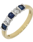 18ct Yellow Gold Sapphire & Diamond Half Eternity Ring