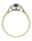 18ct Yellow Gold 3 Stone Oval Sapphire & Diamond Ring
