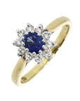 18ct Yellow Gold Sapphire & Diamond Cluster Ring