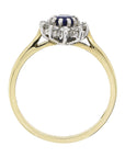 18ct Yellow Gold Sapphire & Diamond Cluster Ring
