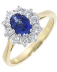 18ct Yellow Gold Oval Sapphire & Diamond Cluster Ring