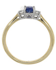 18ct Yellow Gold 3 Stone Oval Sapphire & Diamond Ring