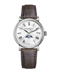 Mens Steel Herbelin Inspiration Moonphase Automatic Watch on Leather Strap