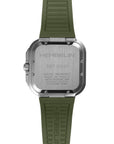 Mens Steel Green Cap Camarat Square Herbelin Chronograph Watch on Rubber Strap