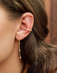 Yellow Gold on Silver Pull Through Waterfall Drop Earrings