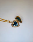 Pre Owned 9ct Yellow Gold Ruby & Diamond Heart Locket and Chain