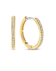 Gold On Sterling Silver Ti Sento Medium Zirconia Hoop Earrings