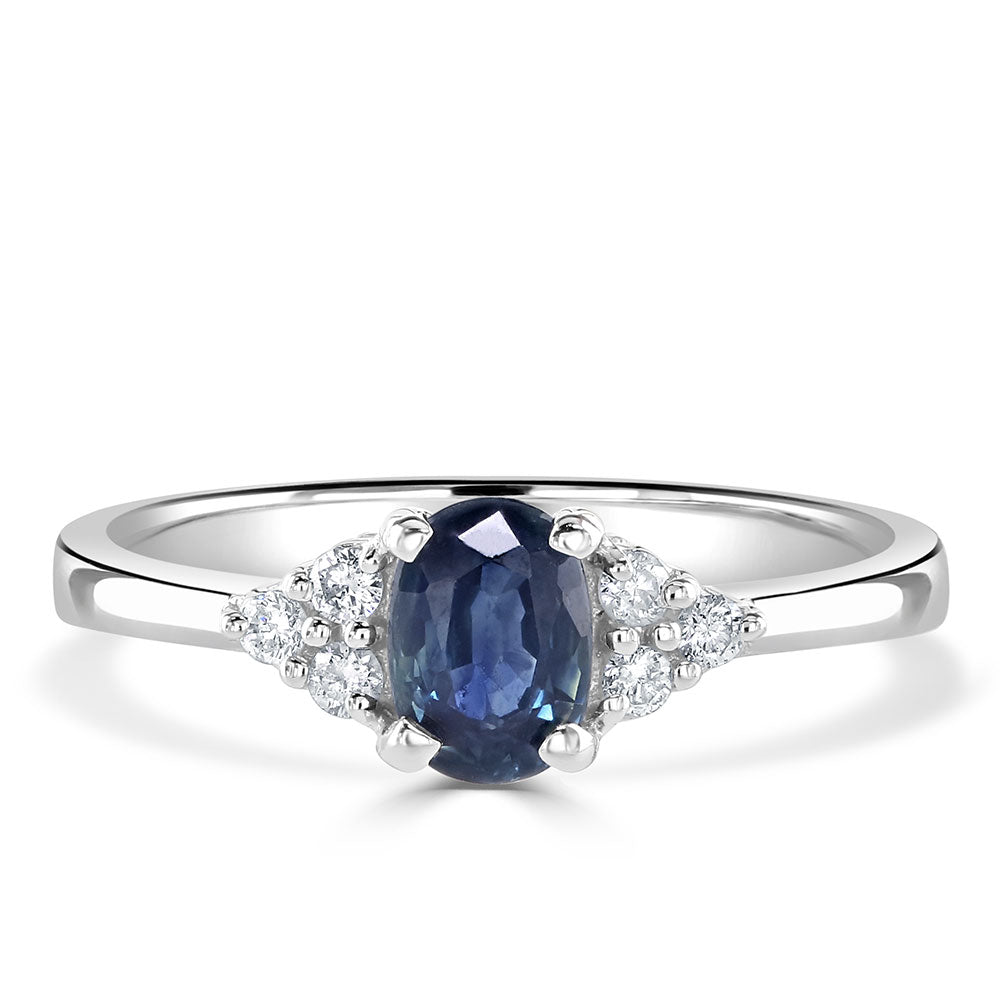 sapphire ring carat oval diamond ring 9ct White Gold Sapphire and Diamond Stone Ring – ST Hopper