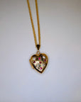 Pre Owned 9ct Yellow Gold Ruby & Diamond Heart Locket and Chain