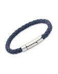 Mens Unique & Co 23cm Blue Leather Bracelet
