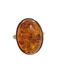 Pre Owned 9ct Yellow Gold Oval Amber Ring