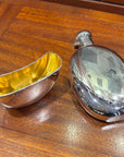 Pre Owned Sterling Silver Antique Oval Hip Flask With Removable Drinking Cup