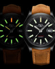 Mens Engineer II Green Beret Chronometer Ball Watch on Leather Strap
