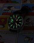 Mens Steel Limited Edition Engineer Master II Snoopy Flying Ace Ball Watch on Leather Strap
