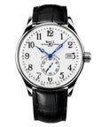 Mens Steel Trainmaster Ball Watch on Black Leather Strap