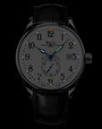 Mens Steel Trainmaster Ball Watch on Black Leather Strap