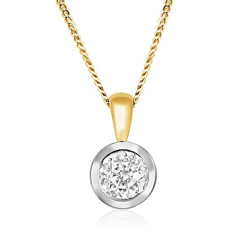 18ct Yellow Gold 0.40ct Rub Set Diamond Necklace