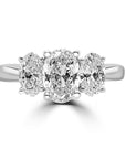 Platinum 1.45ct 3 Stone Oval Cut Diamond Ring