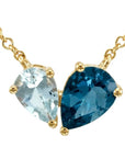 9ct Yellow Gold Swiss & London Blue Topaz Pendant Necklace