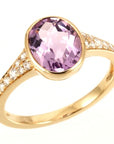 9ct Yellow Gold Amethyst & Diamond Ring
