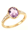 9ct Yellow Gold Amethyst & Diamond Ring