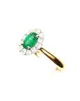 18ct Yellow Gold Emerald & Diamond Cluster Ring