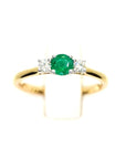 9ct Yellow Gold 3 Stone Emerald & Diamond Trinity Ring