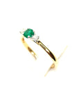 9ct Yellow Gold 3 Stone Emerald & Diamond Trinity Ring