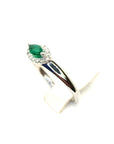 9ct White Gold Marquise Emerald & Diamond Custer Ring