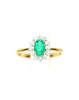 9ct Yellow Gold Emerald & Diamond Cluster Ring