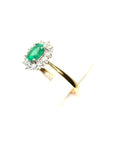 9ct Yellow Gold Emerald & Diamond Cluster Ring