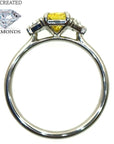 Platinum 1.35ct Lab Grown Vivid Yellow Radiant Cut 3 Stone Diamond Ring