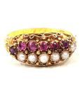 Pre Owned 18ct Yellow Gold Ruby and Pearl Antique Ring